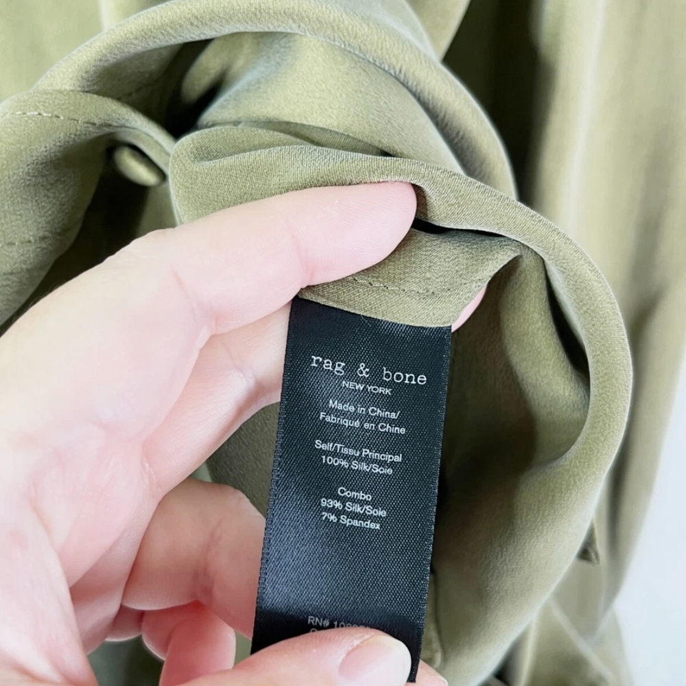 Olive Green Top with Lattice Sleeve Detail - Picture 6 of 7